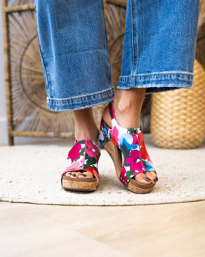 NEW! Corkys Carley Wedge Sandals - Flowers  Corkys Footwear   