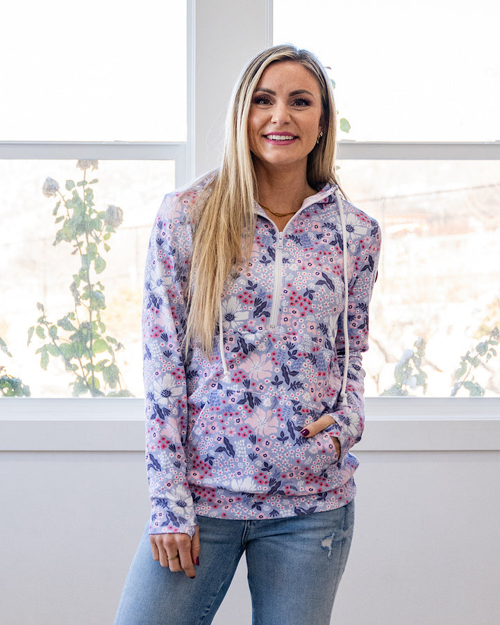 Lindsay Half Zip Hoodie - Color Options Available! Michelle Mae Ditsy Blush Floral