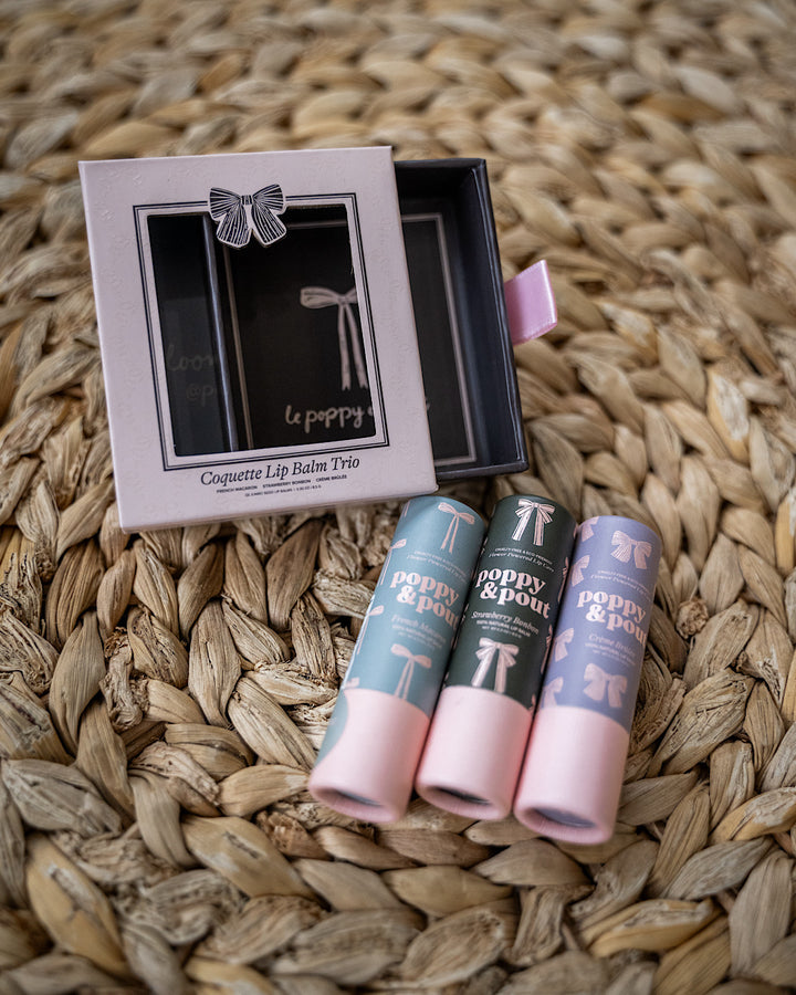 NEW! Poppy & Pout Coquette Lip Balm Trio Gift Set Poppy & Pout
