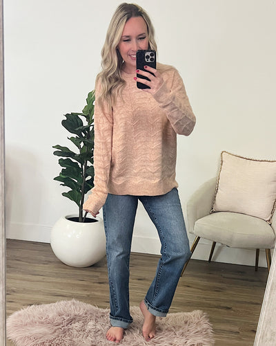 Tessa Pointelle Textured Sweater - Peach  Staccato   