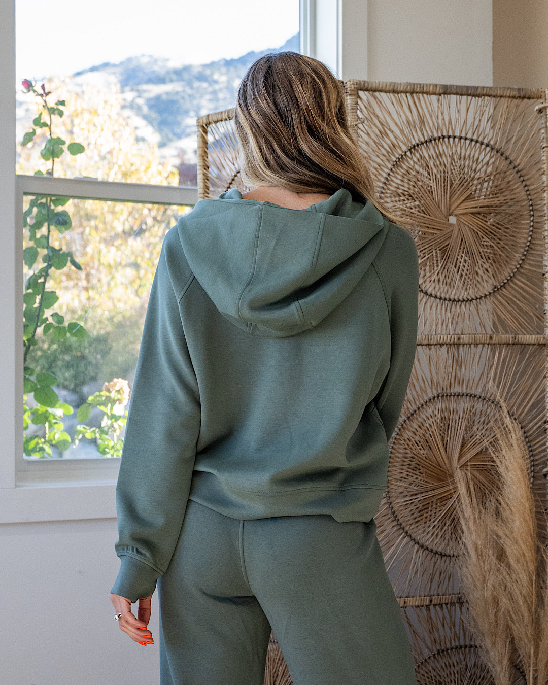 Rae Mode Buttery Soft Scuba Half Zip Hoodie - Sage Leaf Rae Mode