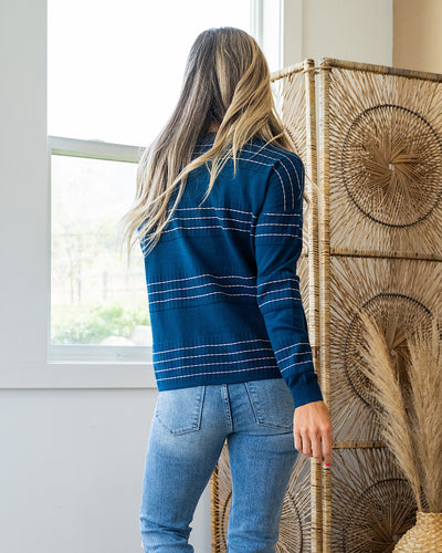 NEW! Shelly Stitch Striped Sweater - Dark Teal  Staccato   