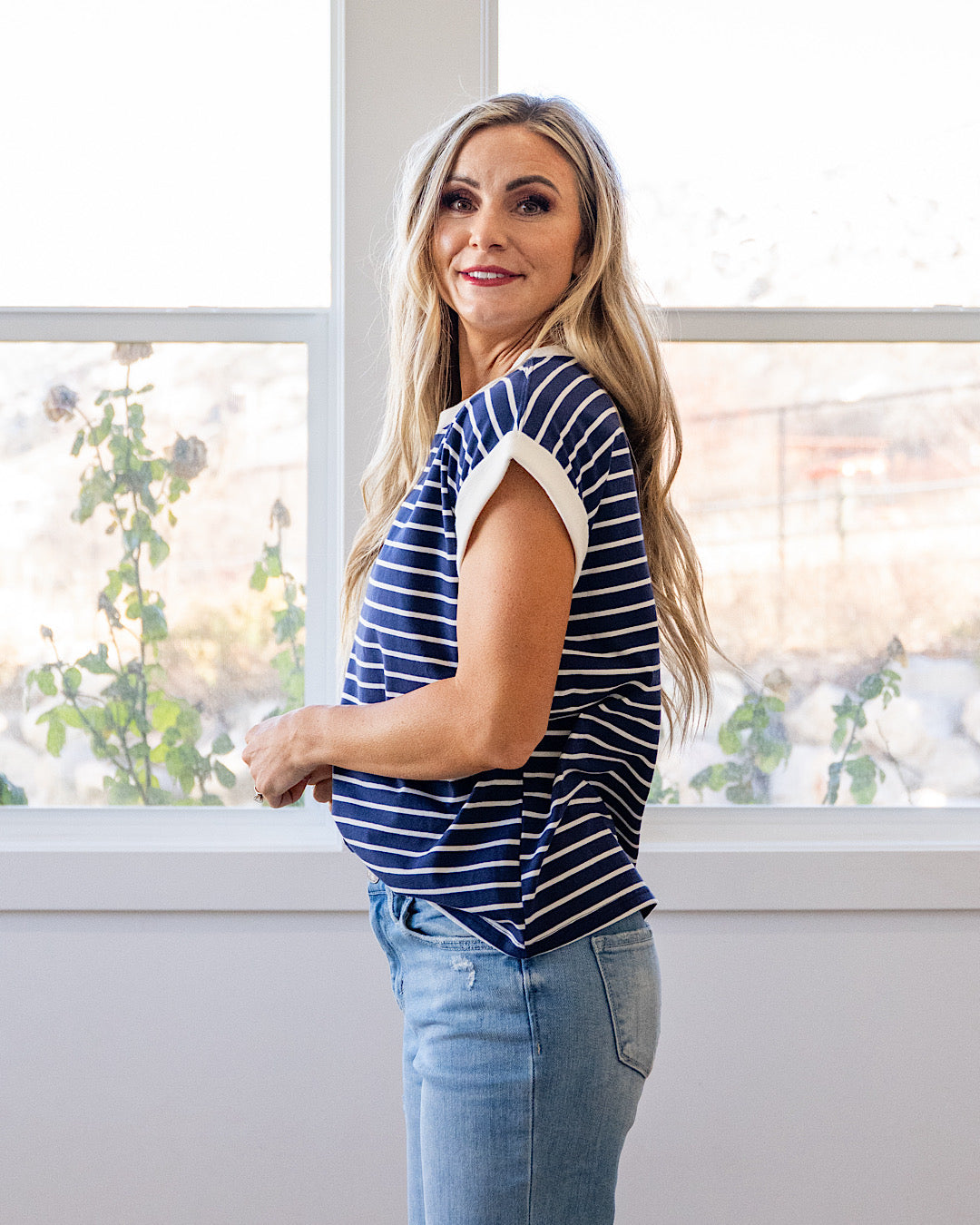 NEW! Madalyn Striped Top - Navy