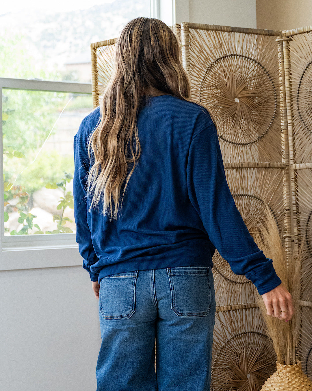 NEW! Mia Ribbed Crewneck Top - Navy Michelle Mae