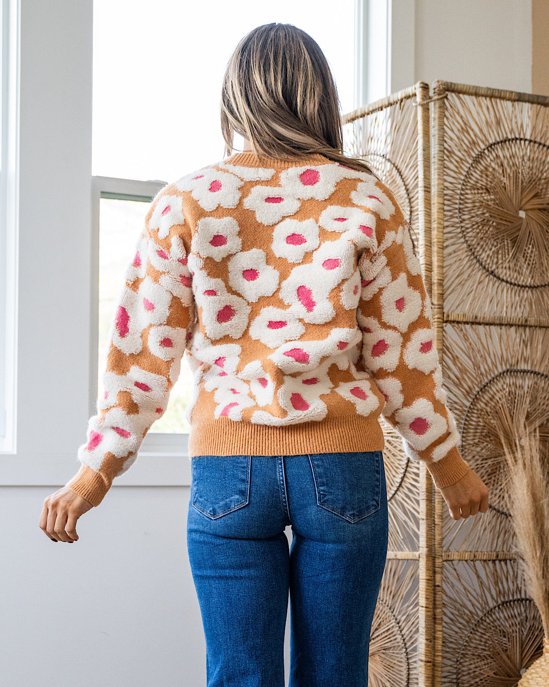 Clara Raised Daisy Sweater - Taupe FINAL SALE Lovely Melody