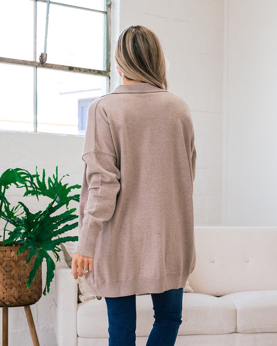Paula Taupe One Button Cardigan  First Love   