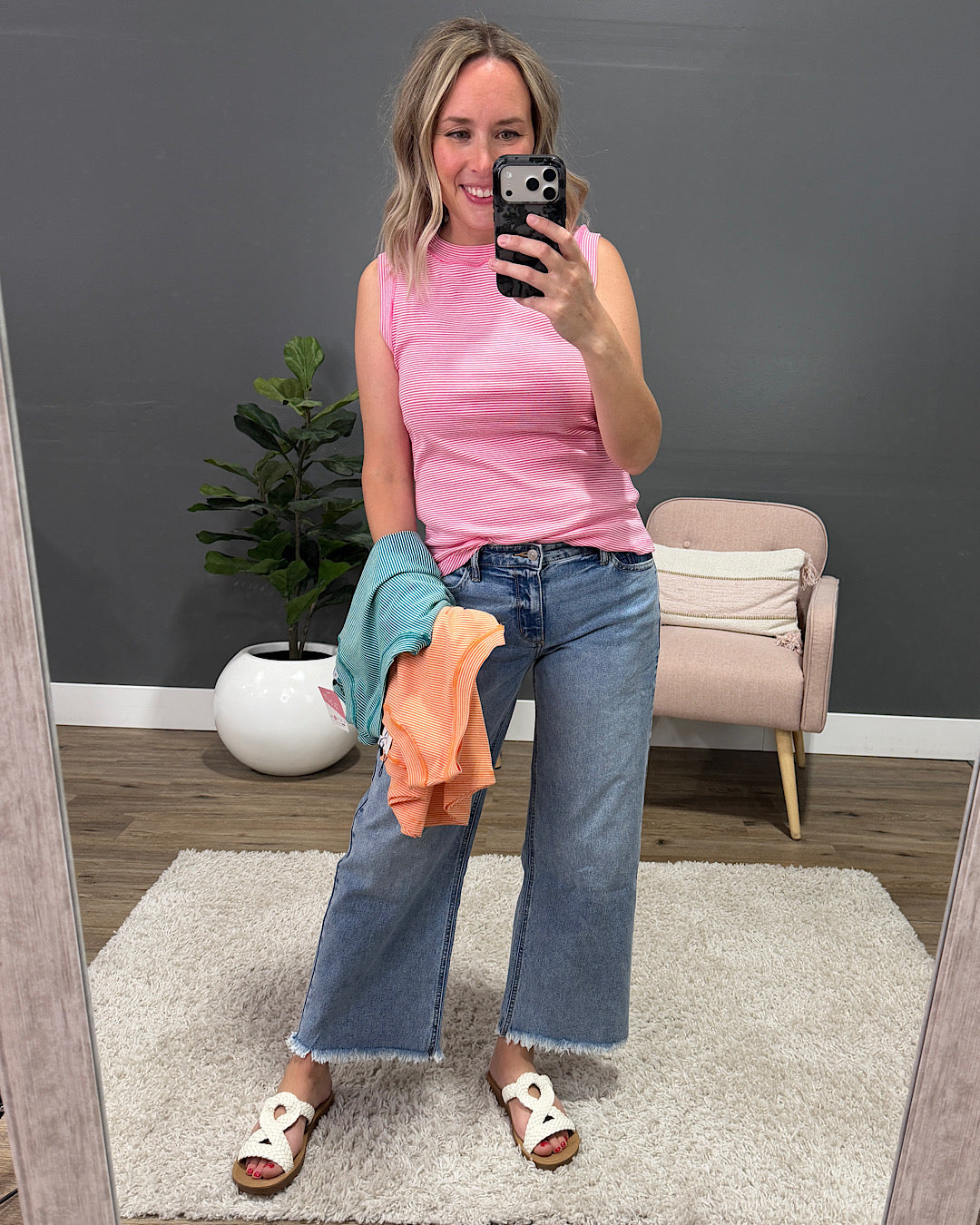 NEW! Morgan Micro Striped Tank Top - Pink