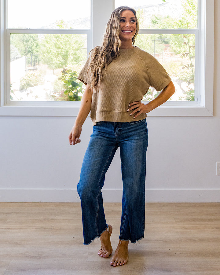 NEW! Malia Corded Banded Bottom Top - Taupe