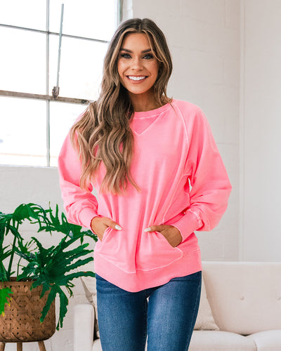 NEW! Girlfriend Crewneck Sweatshirt - Bright Pink  Zenana   