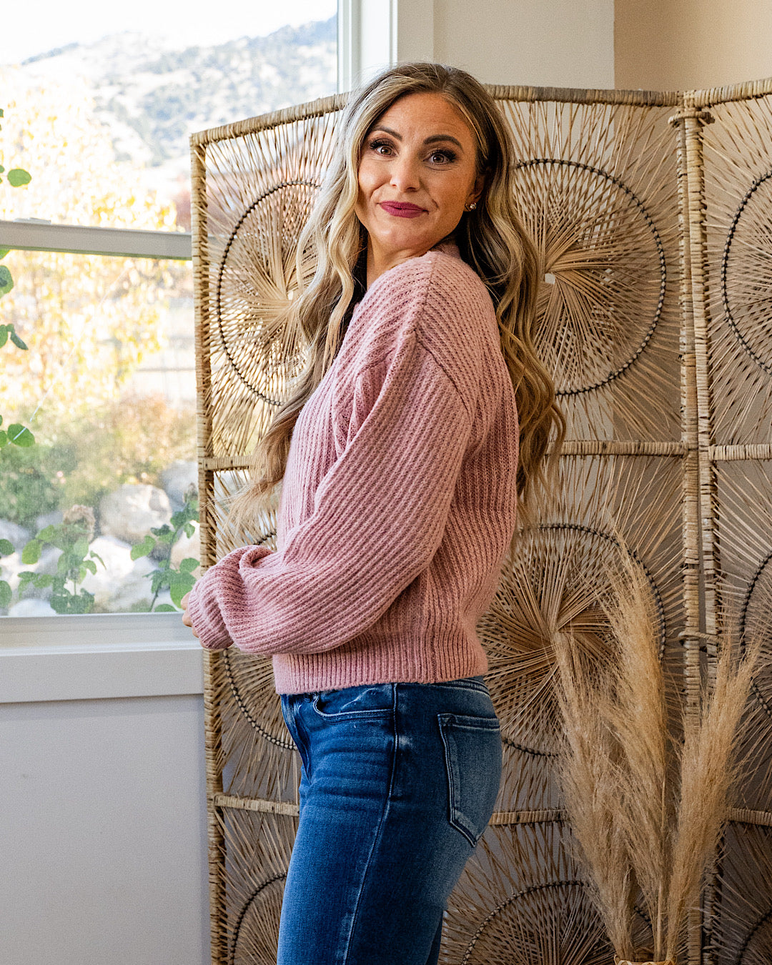 NEW! Evie Ribbed Knit Sweater - Pink Frost