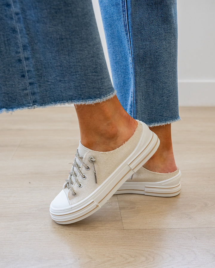 NEW! Very G Aman Sparkle Slip On Sneakers - Natural Very G