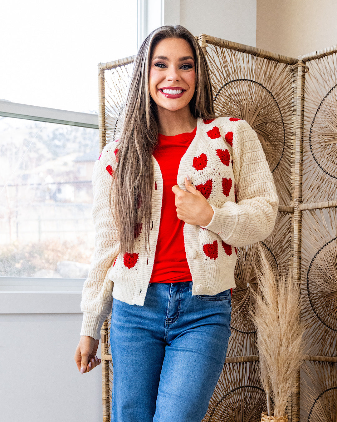 NEW! Lover Cardigan - Red Hearts