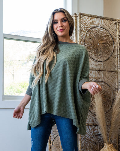 NEW! Laurel Oversized Checkered Brushed Top - Olive  Sew In Love   