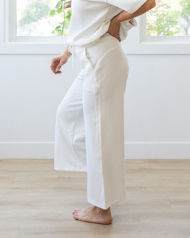 NEW! Kendall Scuba Fabric Wide Leg Pants - Cream