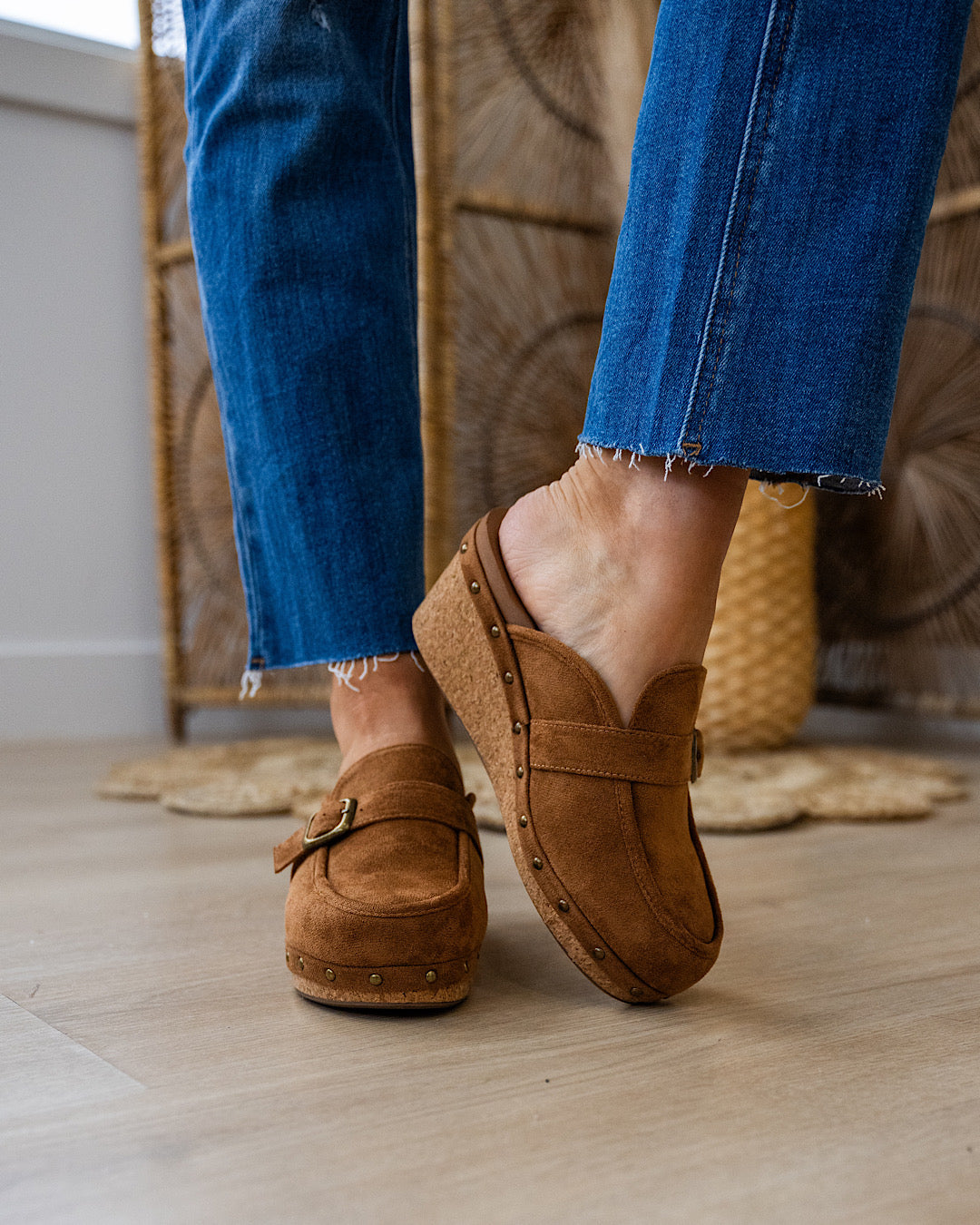 Corkys Just Precious Faux Suede Wedge Clogs - Tobacco Corkys Footwear