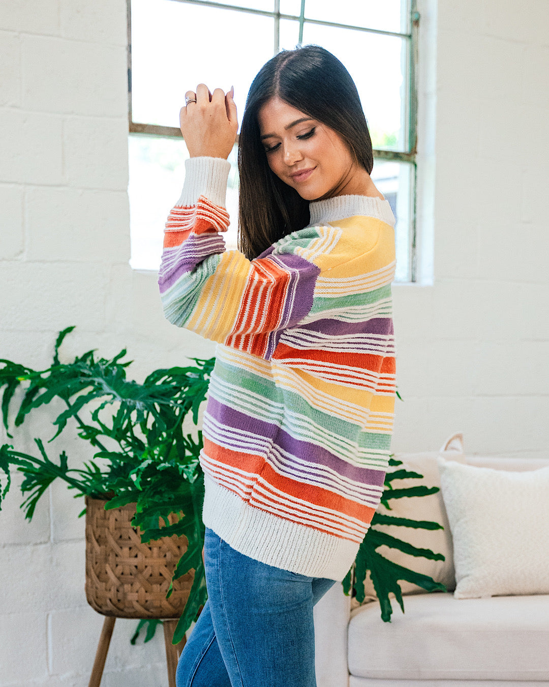 Stephanie Rainbow Striped Sweater  Lovely Melody   
