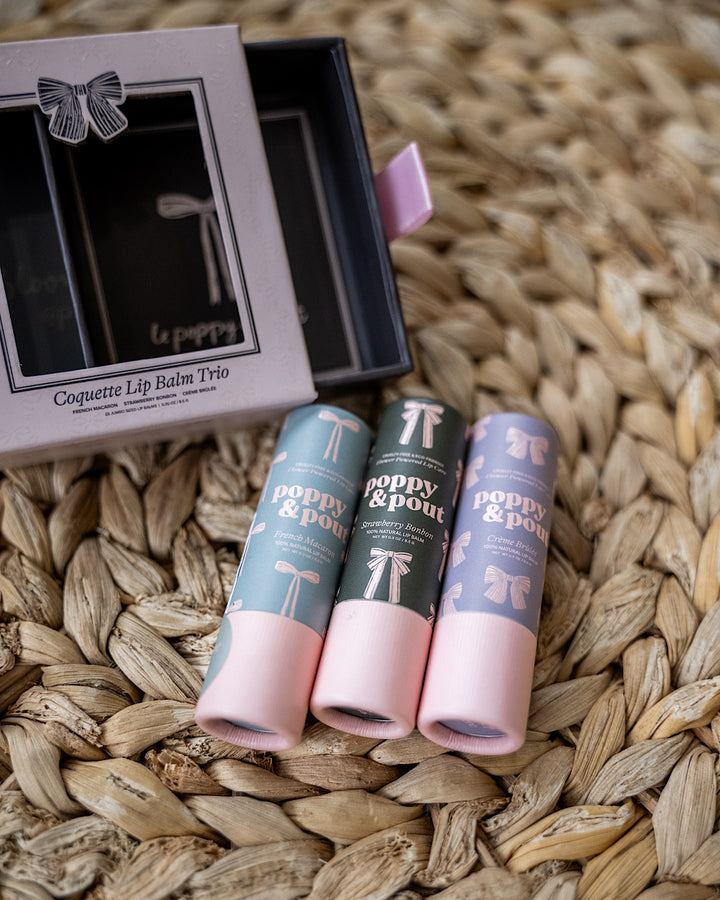 NEW! Poppy & Pout Coquette Lip Balm Trio Gift Set Poppy & Pout