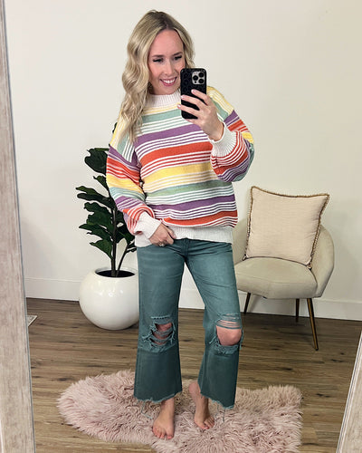 Stephanie Rainbow Striped Sweater  Lovely Melody   