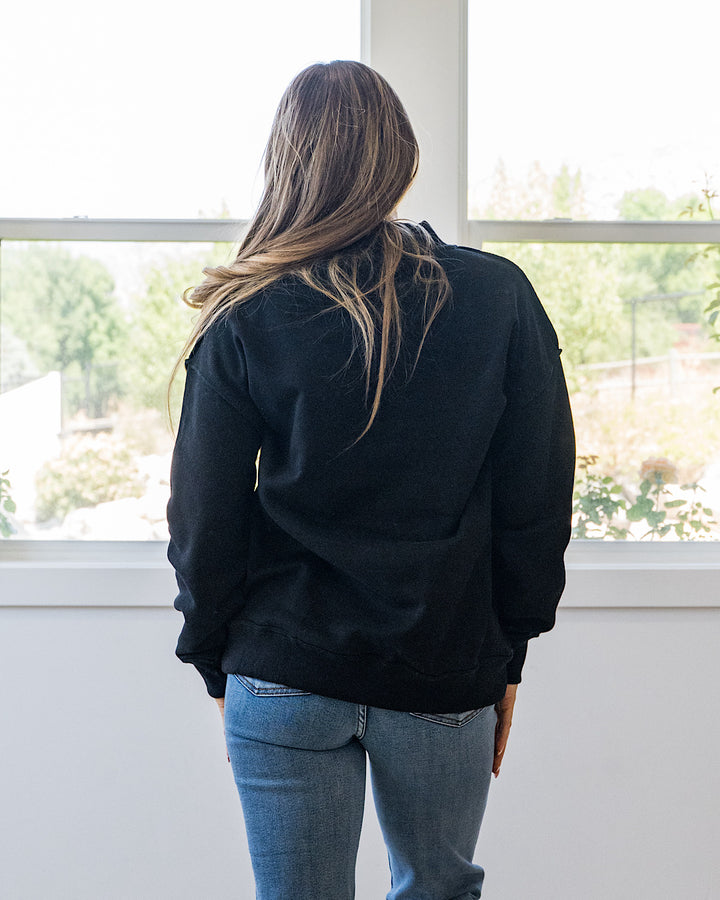 NEW! Piper Reversed Mock Neck Sweatshirt - Boo