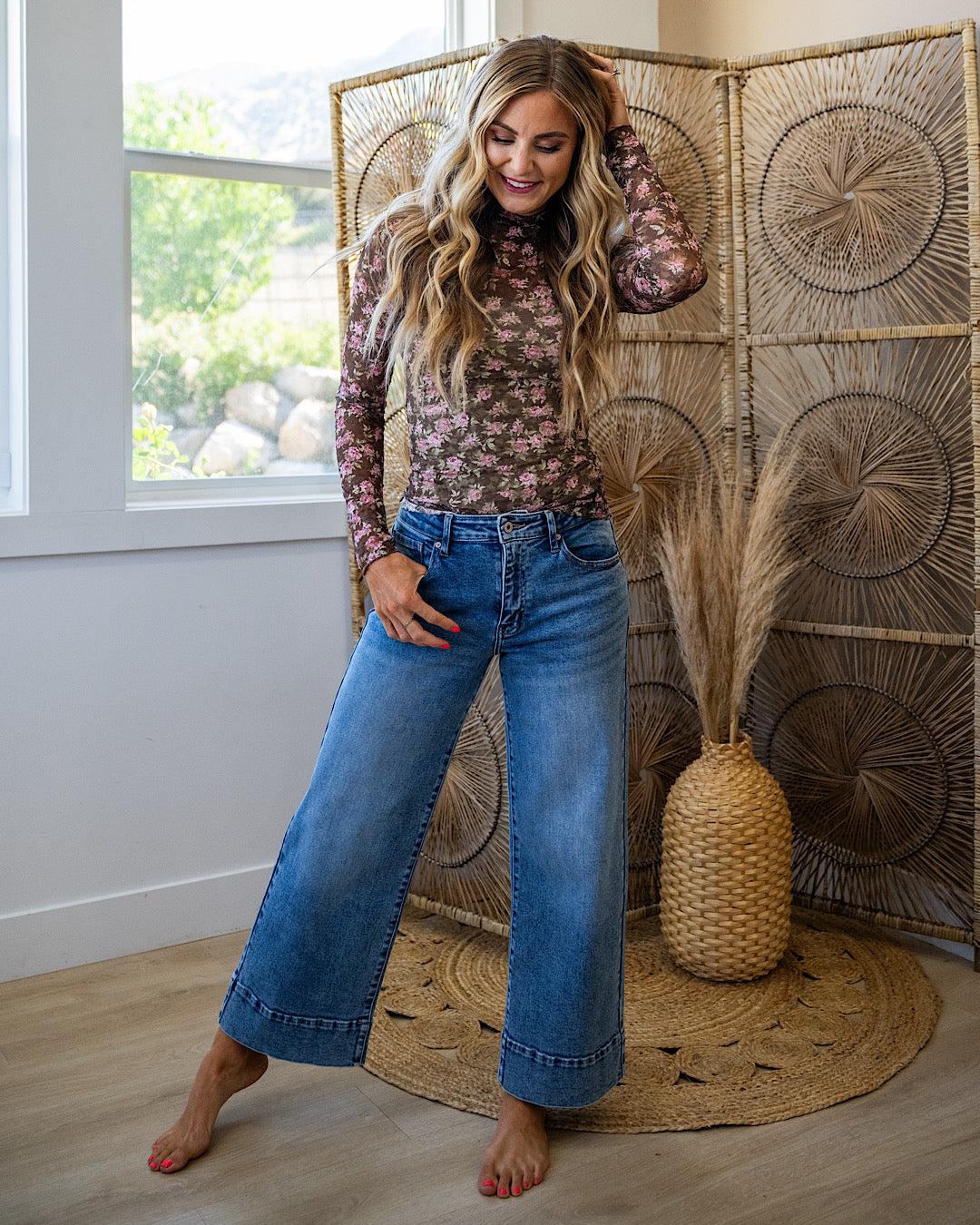 NEW! Gemma Long Sleeve Lace Top - Chocolate Floral Very J