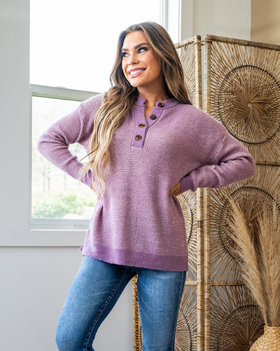 Ivy Henley Sweater - Grape  Staccato   