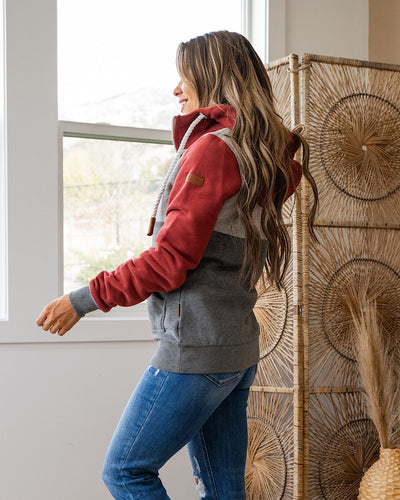 NEW! Wanakome Kaya Halfzip Hoodie - Rustic Red Mix  Wanakome   