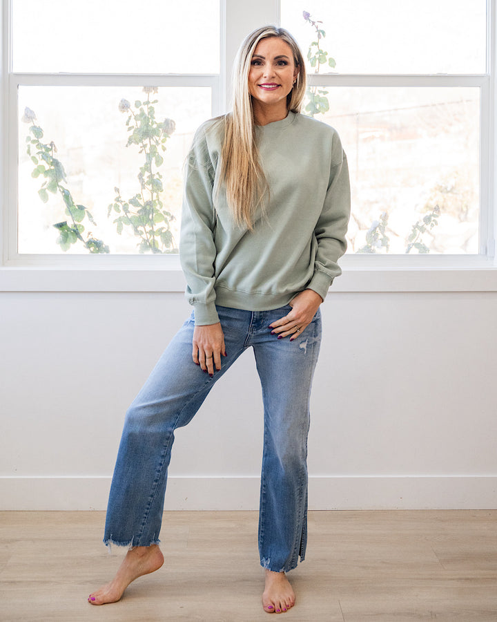 NEW! The Go To Fleece Crewneck Sweatshirt - Basil Reflex