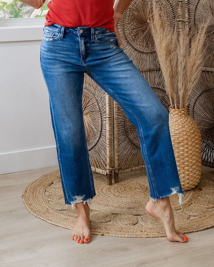 NEW! Lovervet Josie Distressed Hem Straight Jeans Vervet