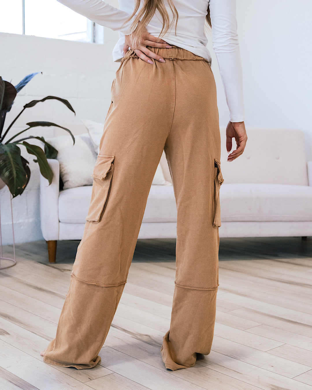 Nova Wide Leg Cargo Pants - Caramel  Ces Femme   