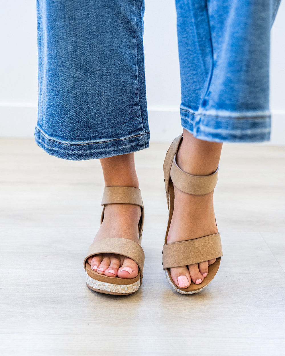 NEW! Very G Abby Wedge Sandals - Nude Very G