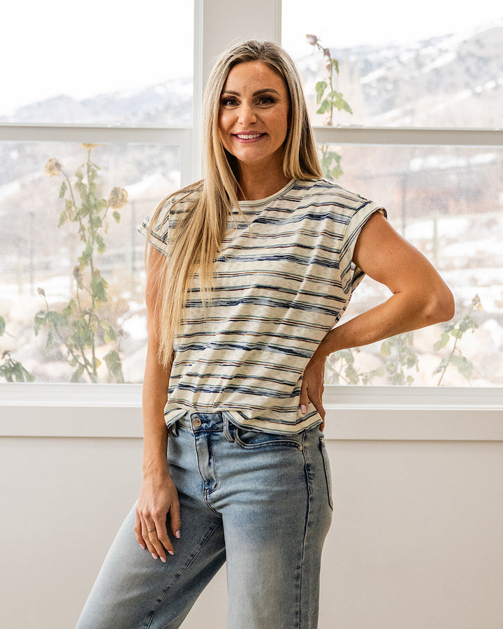 NEW! Alicia Striped Slub Knit Top - Jade