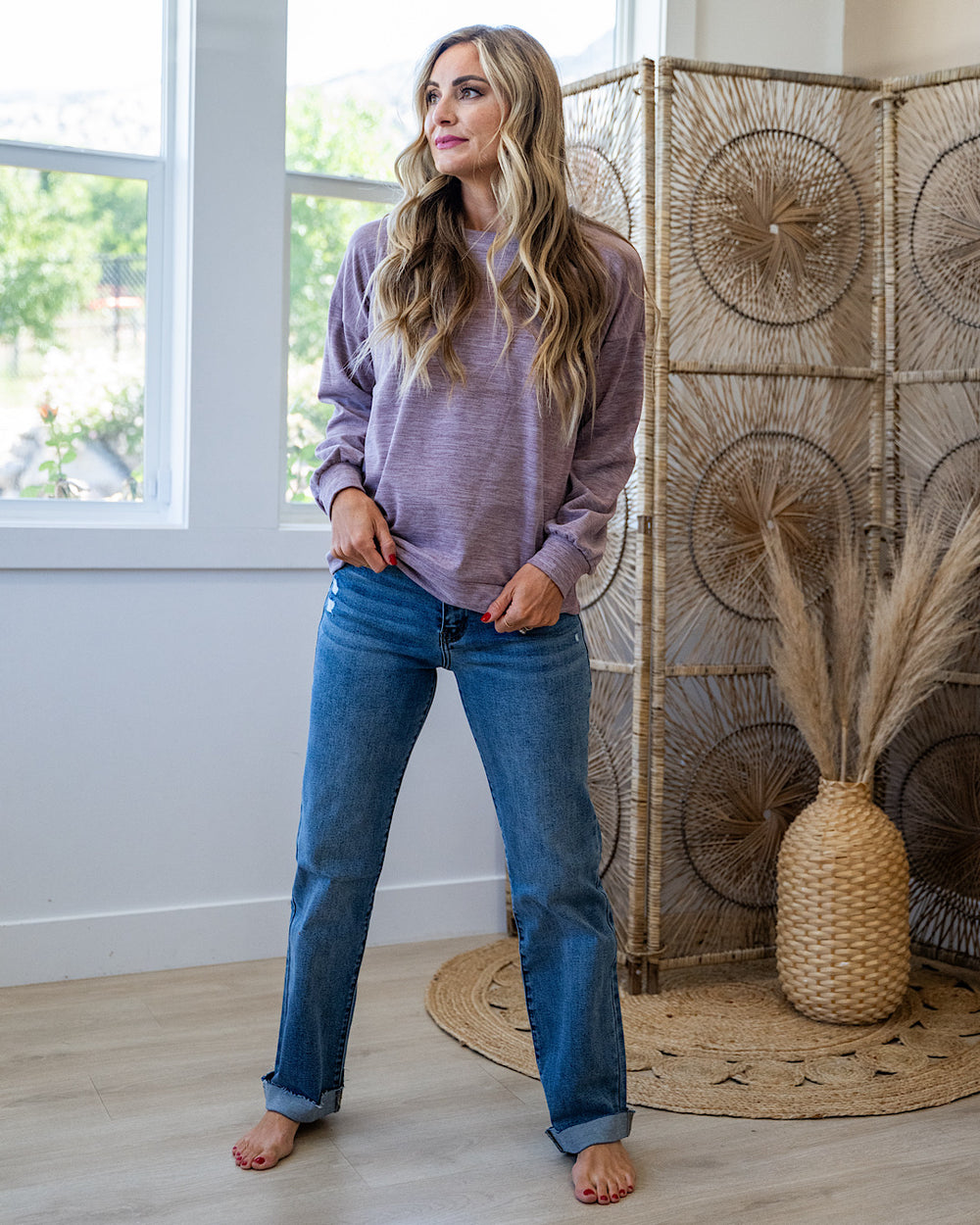 NEW! Another Life Marled Heavy Knit Top - Dusty Lavender Staccato