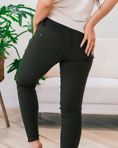 Hyperstretch Skinny Jeans Regular and Plus - Dark Olive  YMI   