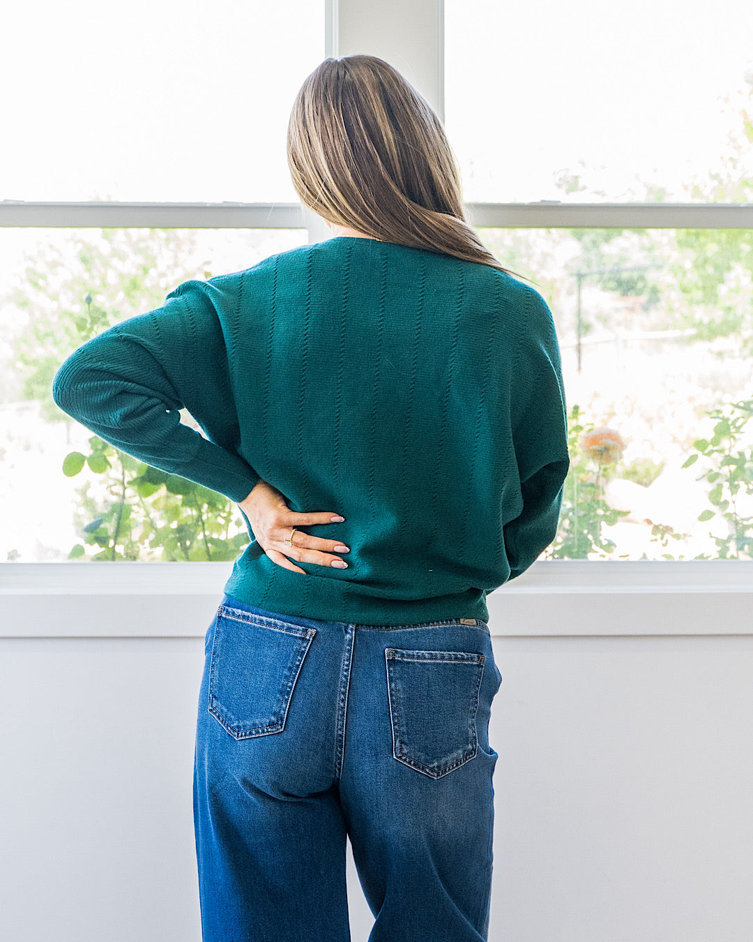 NEW! Adalyn Dolman Sleeve Textured Sweater - Forest