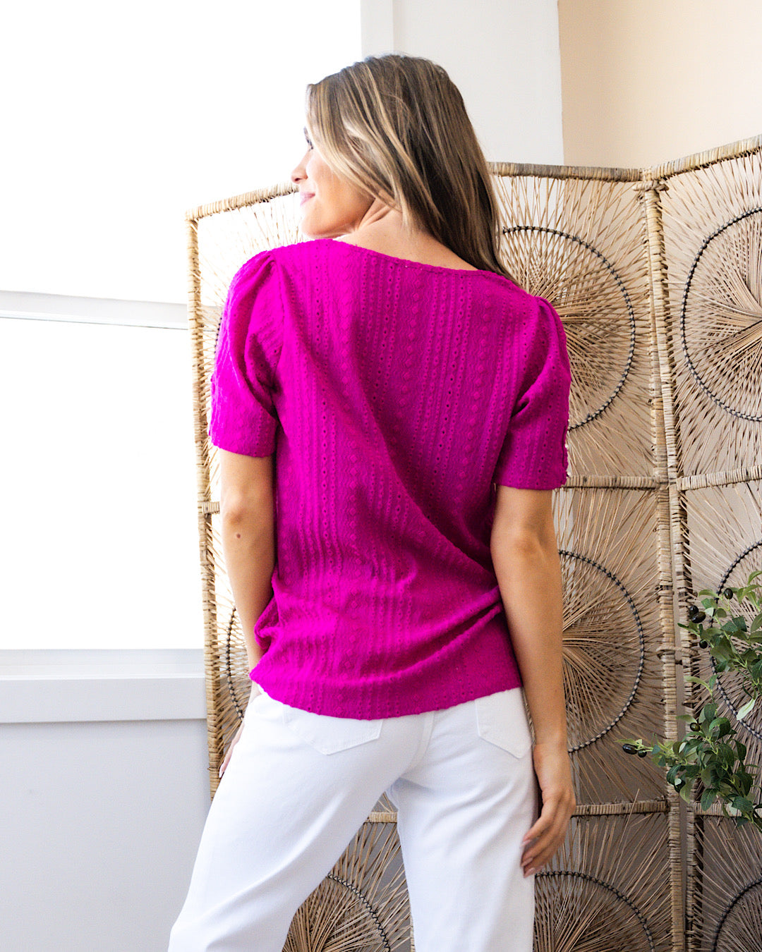 NEW! Kylee Textured Square Neck Top - Magenta  Sew In Love   