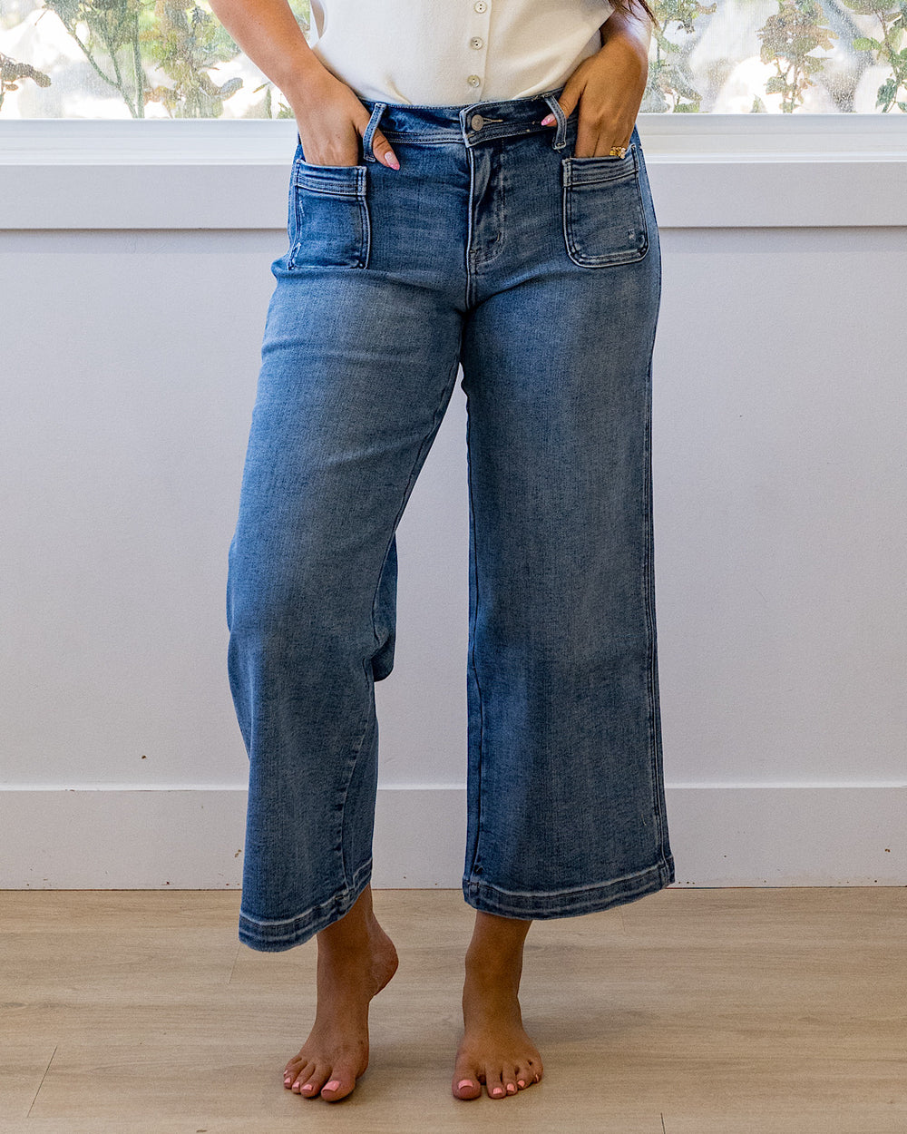 NEW! KanCan Jody Patch Pocket Wide Leg Jeans KanCan