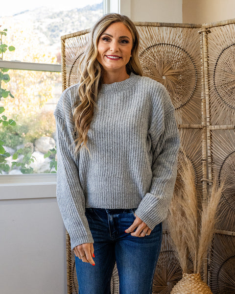 トップス endrecheri / BYERS HOUSE KNIT Evie Ribbed Knit Sweater - Heather Gray FINAL SALE