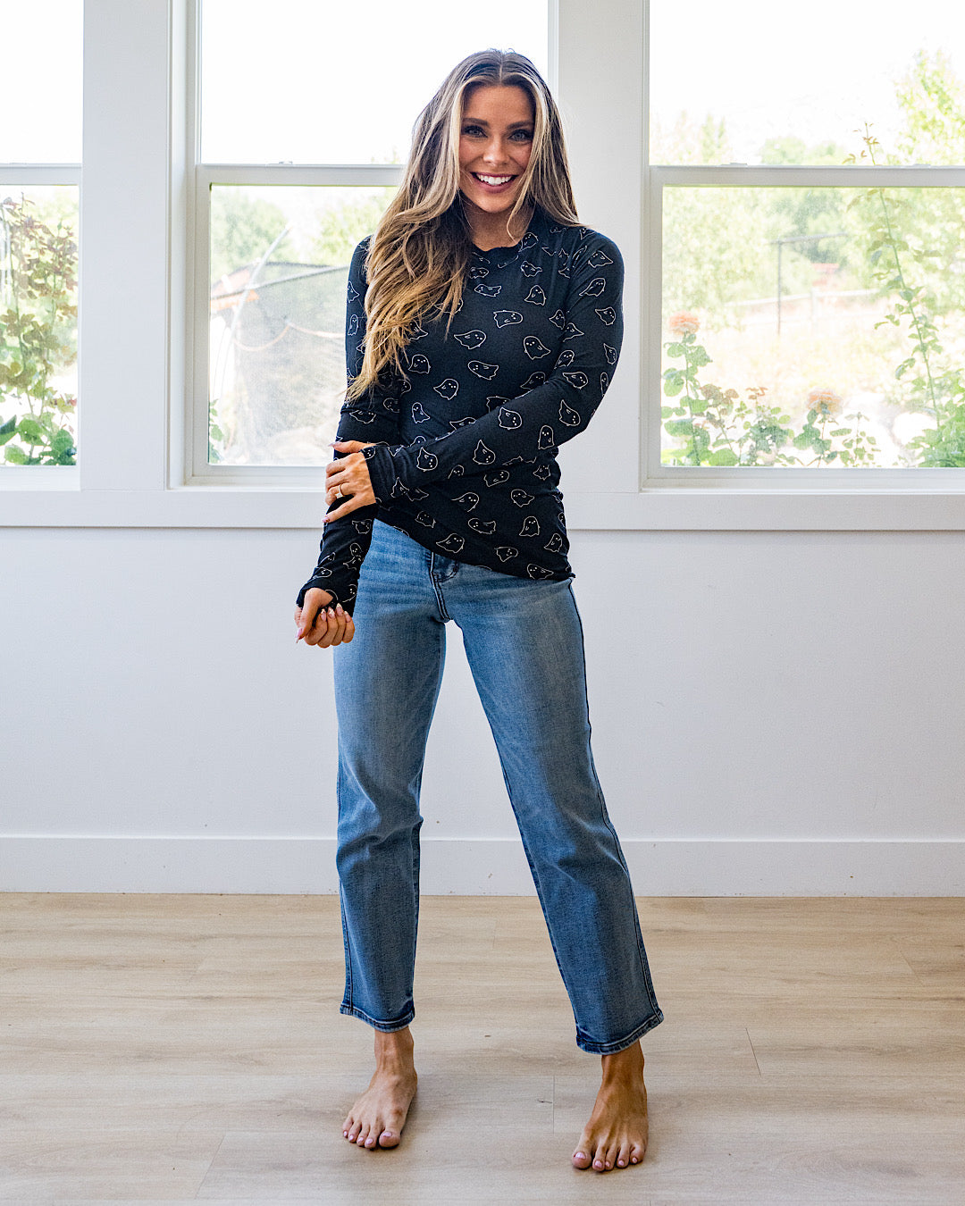 NEW! Blair Long Sleeve Top - Midnight Ghosts