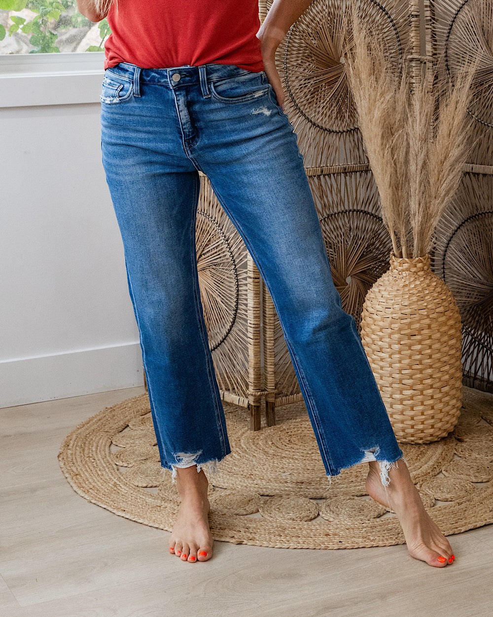 NEW! Lovervet Josie Distressed Hem Straight Jeans Vervet