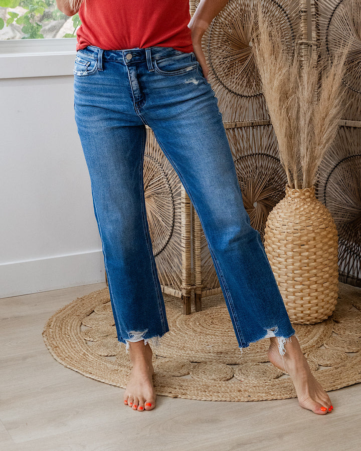 NEW! Lovervet Josie Distressed Hem Straight Jeans Vervet