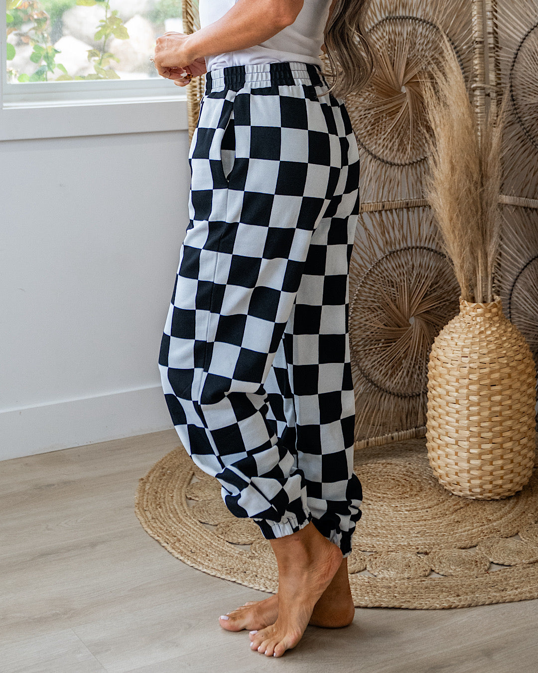 NEW! Ampersand Ave Black Jack Checkered Joggers Ampersand Ave