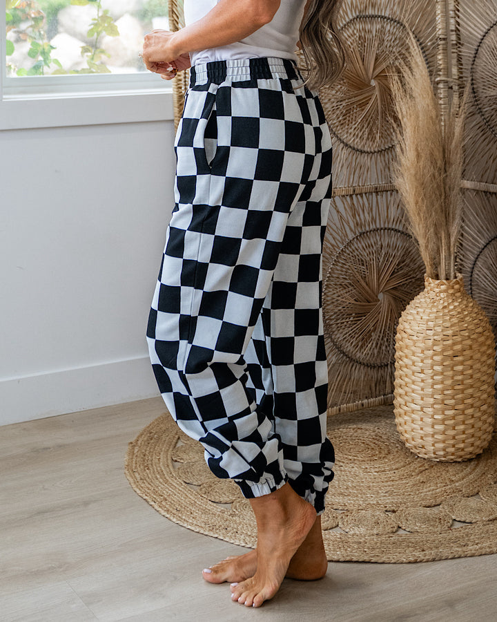 NEW! Ampersand Ave Black Jack Checkered Joggers Ampersand Ave