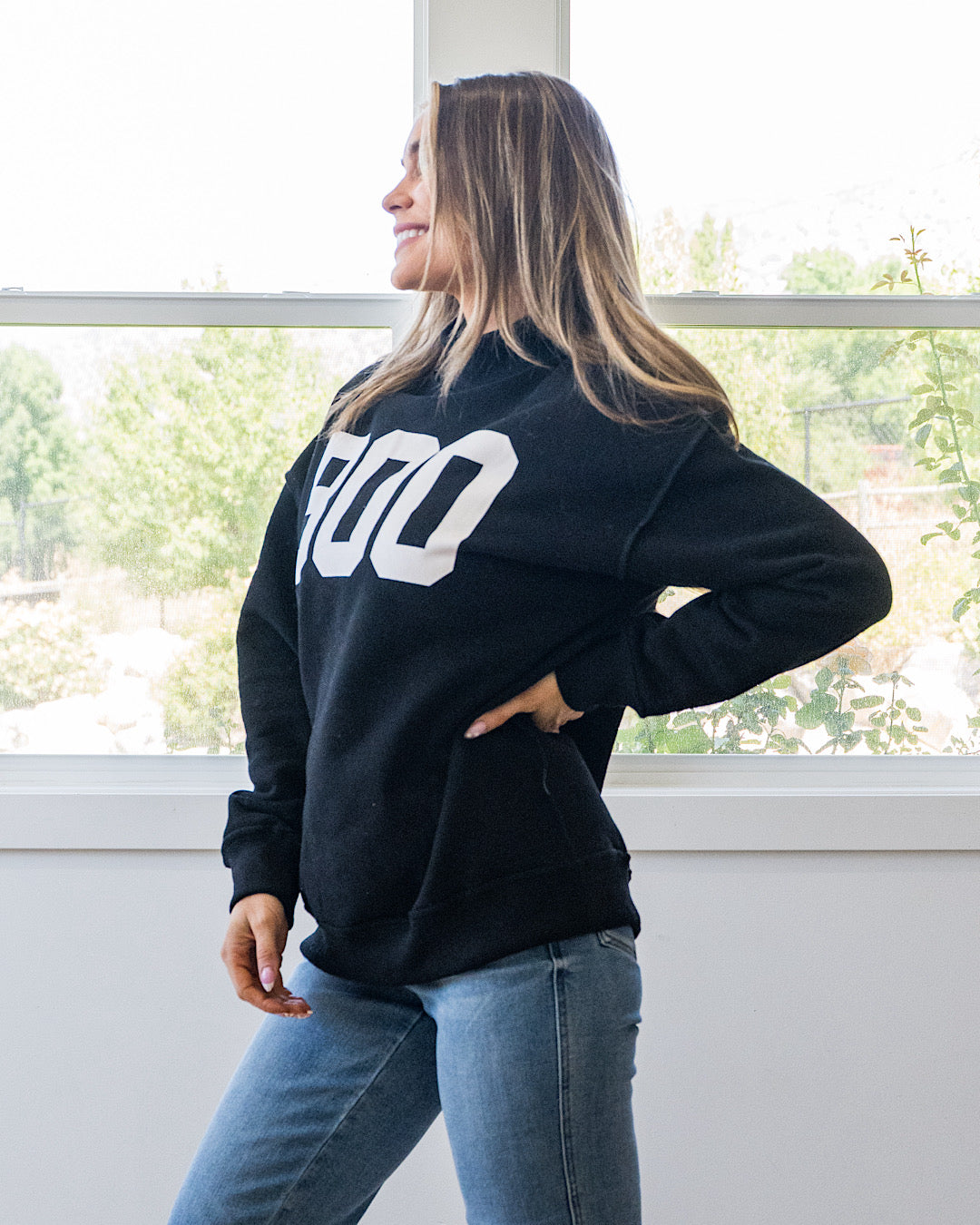 NEW! Piper Reversed Mock Neck Sweatshirt - Boo