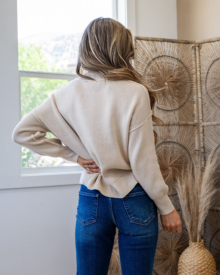 Danica Ribbed Knit Sweater - Natural Be Cool