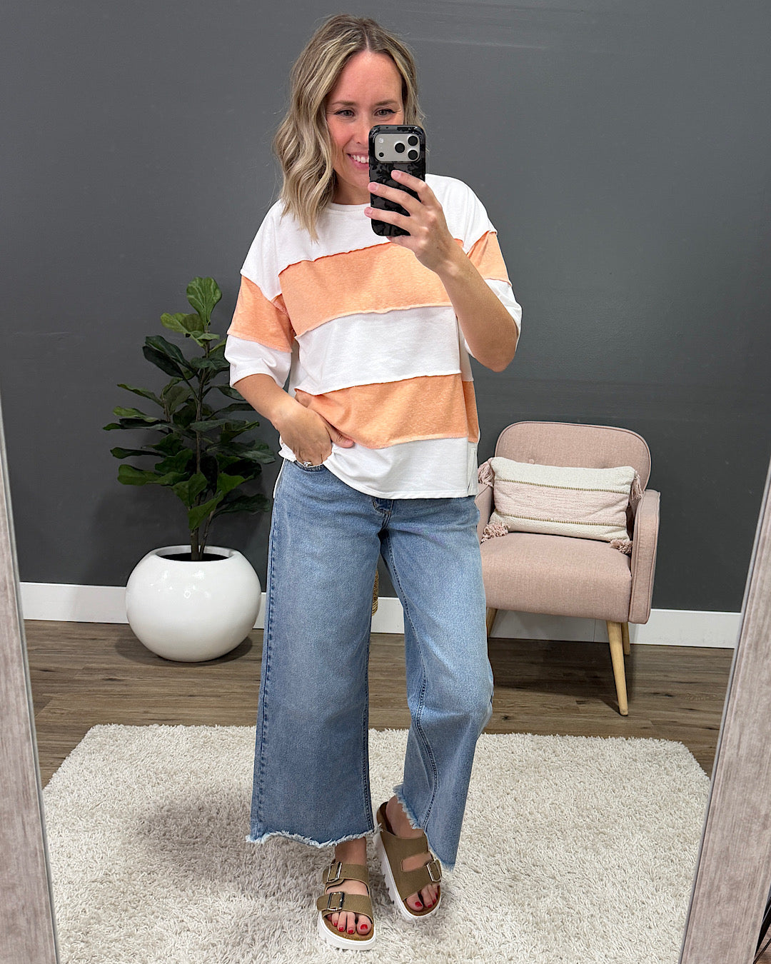 NEW! Maya Color Block Top - Peach