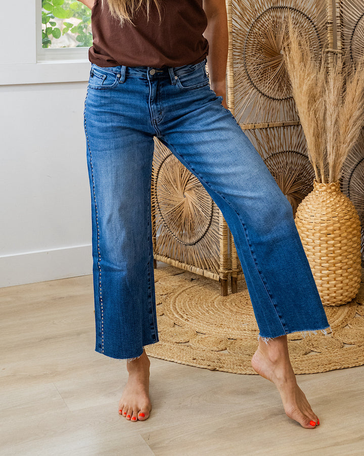 KanCan Raelynn Studded Wide Leg Jeans KanCan