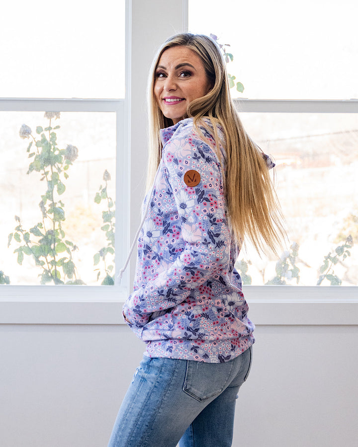 Lindsay Half Zip Hoodie - Ditsy Blush Floral Michelle Mae