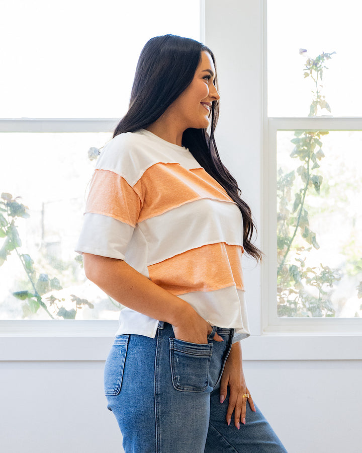 NEW! Maya Color Block Top - Peach