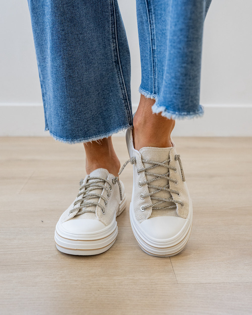 NEW! Very G Aman Sparkle Slip On Sneakers - Natural Very G