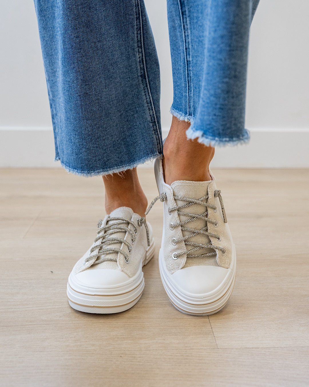 NEW! Very G Aman Sparkle Slip On Sneakers - Natural Very G